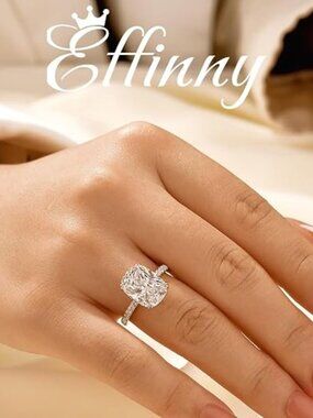 4.0ct Elongated Cushion Cut Engagement Ring for Women,S925 Sterling Silver Size6